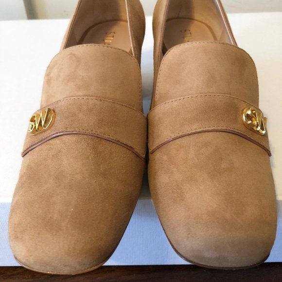 Stuart Weitzman "Riela" Suede Logo Pumps 7.5 M - Picture 5 of 10